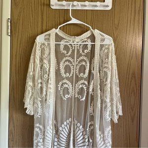 Anthropologie Do Everything in Love Cream Lace Kimono